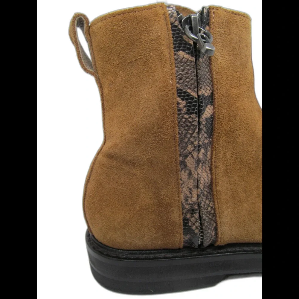 Donald J. Pliner Womens Brown Suede Double Side Zippers Ankle Boots Size US 8.5